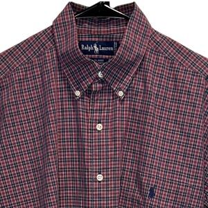 Ralph Lauren Blaire Classic Fit Red Plaid‎ Large Long Sleeve Button Down Shirt